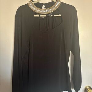 Moa Moa Black Dress with Gold Button Accents
